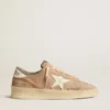 Zapatillas Stardan para mujer en ante rosa antiguo con estrella y lengüeta del talón de piel blanca