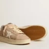 Zapatillas Stardan para mujer en ante rosa antiguo con estrella y lengüeta del talón de piel blanca