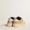 Zapatillas Stardan para mujer en ante rosa antiguo con estrella y lengüeta del talón de piel blanca