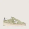 Zapatillas Stardan para mujer en ante verde salvia con estrella plateada metalizada