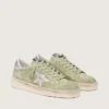 Zapatillas Stardan para mujer en ante verde salvia con estrella plateada metalizada