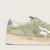 Zapatillas Stardan para mujer en ante verde salvia con estrella plateada metalizada