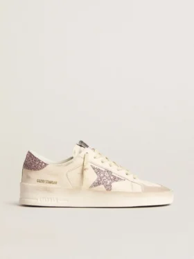 Zapatillas Stardan para mujer en napa y ante con estrella rosa brillante y lengüeta en el talón