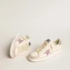 Zapatillas Stardan para mujer en napa y ante con estrella rosa brillante y lengüeta en el talón