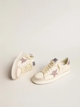 Zapatillas Stardan para mujer en napa y ante con estrella rosa brillante y lengüeta en el talón