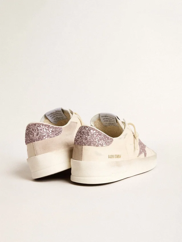 Zapatillas Stardan para mujer en napa y ante con estrella rosa brillante y lengüeta en el talón