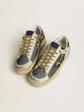Zapatillas Stardan para mujer en napa y malla con lengüeta en el talón de piel de potro con estampado de leopardo