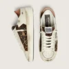 Zapatillas Stardan para mujer en piel blanca y piel de potro con estampado de leopardo, con estrella de piel blanca
