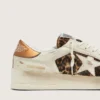 Zapatillas Stardan para mujer en piel blanca y piel de potro con estampado de leopardo, con estrella de piel blanca
