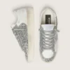 Zapatillas Stardan para mujer en piel blanca y purpurina
