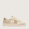 Zapatillas Stardan para mujer en piel napa color crudo con estrella dorada brillante y lengüeta en el talón