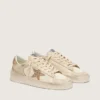 Zapatillas Stardan para mujer en piel napa color crudo con estrella dorada brillante y lengüeta en el talón