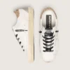 Zapatillas Super-Star de piel blanca para mujer con lengüeta dorada brillante en el talón