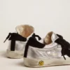 Zapatillas Super-Star de piel plateada con inserciones de ante