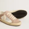Zapatillas Super-Star para mujer en ante rosa con estrella de piel metalizada plateada