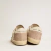 Zapatillas Super-Star para mujer en ante rosa con estrella de piel metalizada plateada