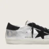 Zapatillas Super-Star para mujer en piel plateada con inserciones en contraste