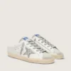 Zapatillas Super-Star Sabot con una estrella de purpurina platino y lengüeta de ante