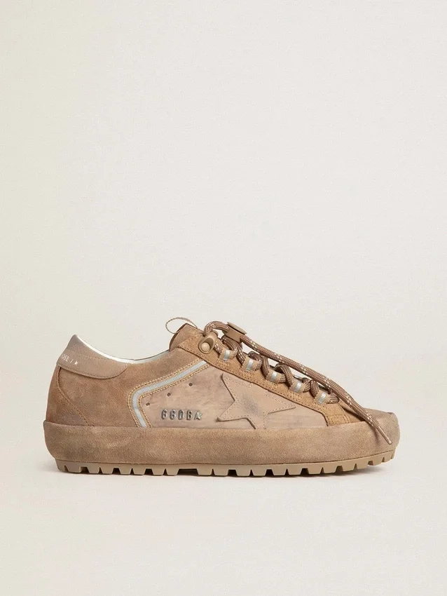 Zapatillas Super-Star Ski para hombre en ante Dolmias y caramelo, con estrella y lengüeta en el talón de nubuck marmolado