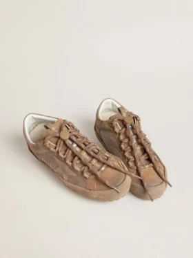 Zapatillas Super-Star Ski para hombre en ante Dolmias y caramelo, con estrella y lengüeta en el talón de nubuck marmolado