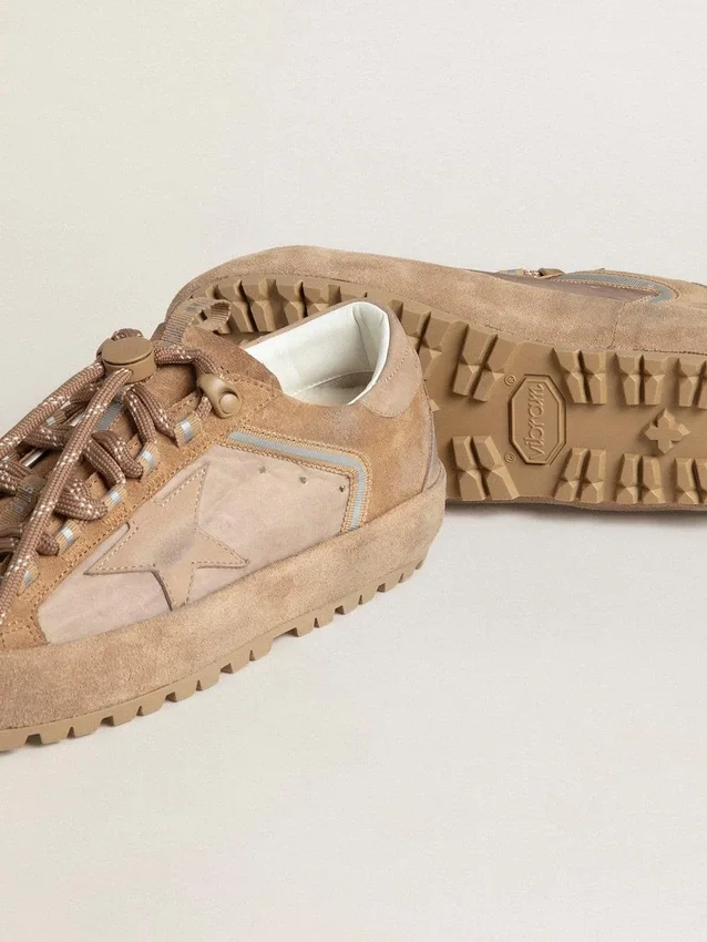 Zapatillas Super-Star Ski para hombre en ante Dolmias y caramelo, con estrella y lengüeta en el talón de nubuck marmolado