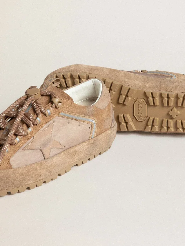 Zapatillas Super-Star Ski para mujer en ante Dolmias y caramelo, con estrella y lengüeta del talón de nubuck marmolado