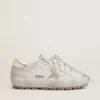 Zapatillas Super-Star Ski para mujer en nailon gris claro con estrella y lengüeta en el talón de piel metalizada