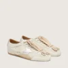 Zapatillas True-Star para mujer en ante gris claro con estrella plateada metalizada y lengüeta en el talón