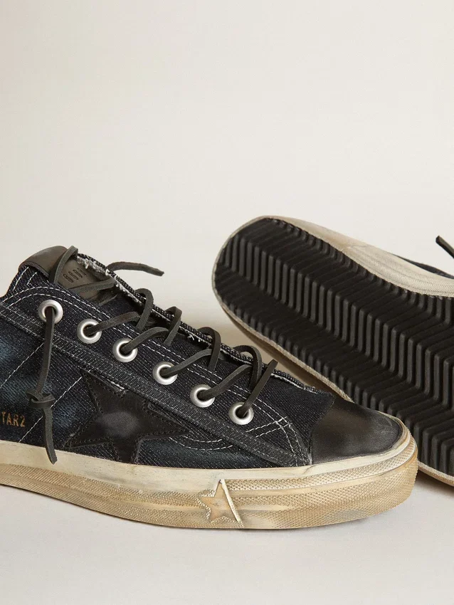 Zapatillas V-Star en denim azul medianoche con estrella y puntera de piel negra