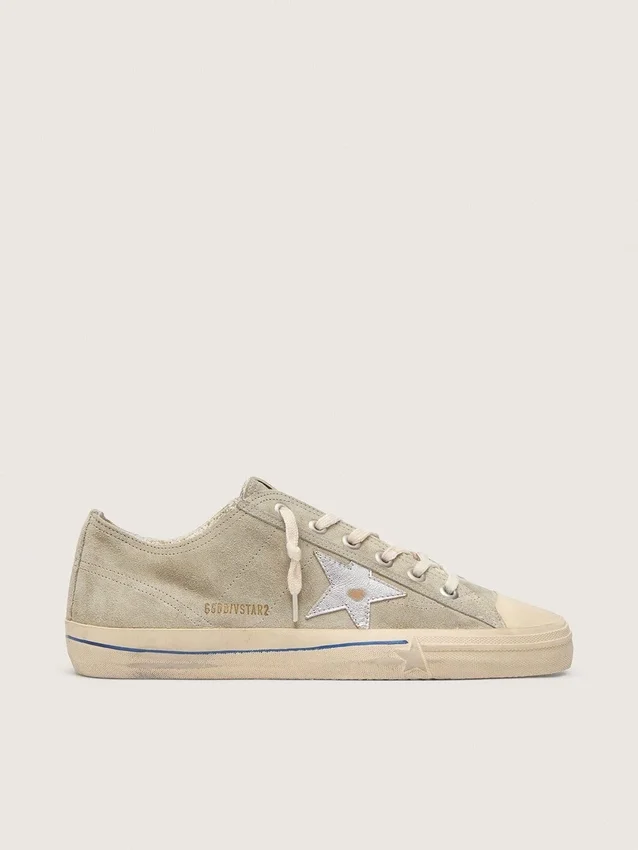 Zapatillas V-Star para hombre en ante gris paloma con estrella de piel metalizada plateada