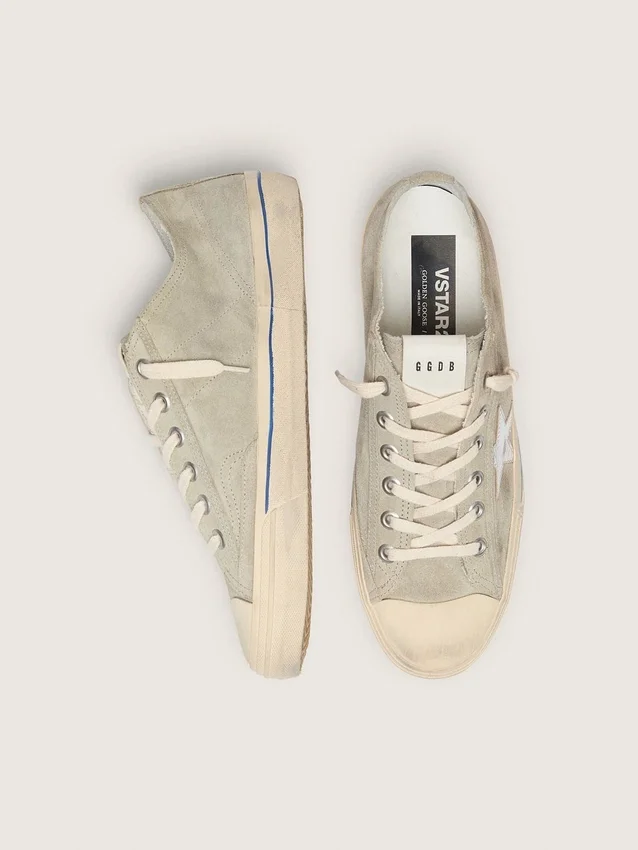 Zapatillas V-Star para hombre en ante gris paloma con estrella de piel metalizada plateada