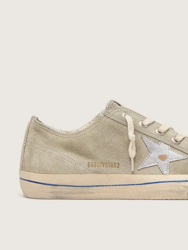 Zapatillas V-Star para hombre en ante gris paloma con estrella de piel metalizada plateada