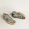 Zapatillas V-Star para hombre en lona azul claro con estrella de piel gris paloma