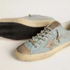 Zapatillas V-Star para hombre en lona azul claro con estrella de piel gris paloma