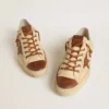 Zapatillas V-Star para hombre en lona color crema con estrella de piel color tabaco
