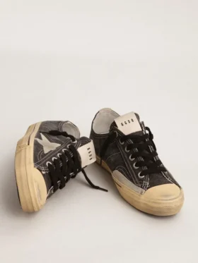 Zapatillas V-Star para hombre en lona negra con estrella y talón en gris hielo