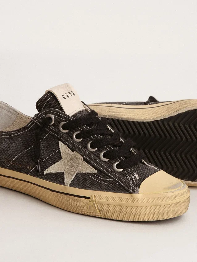 Zapatillas V-Star para hombre en lona negra con estrella y talón en gris hielo