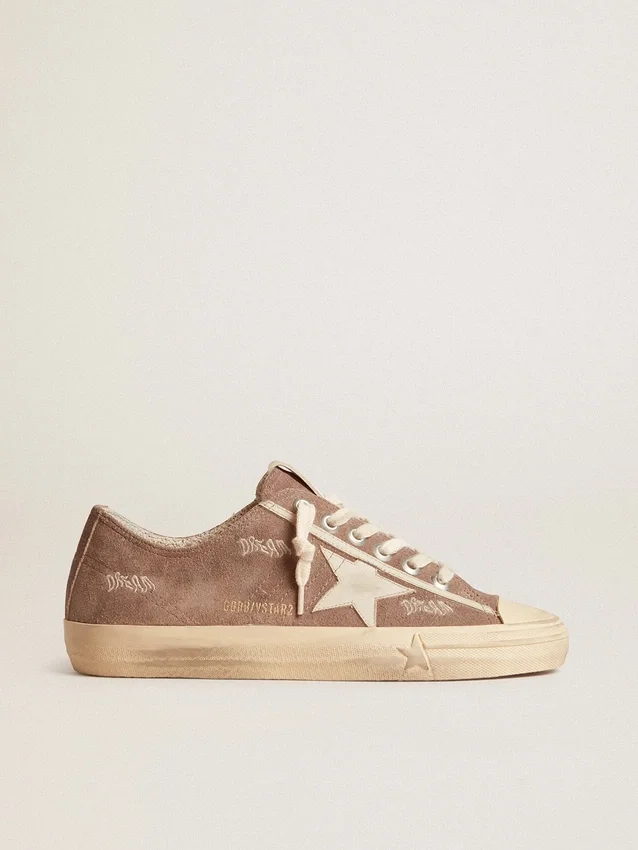 Zapatillas V-Star para mujer en ante gris paloma con estrella de piel gris claro