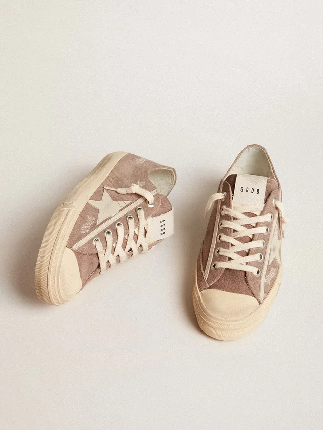 Zapatillas V-Star para mujer en ante gris paloma con estrella de piel gris claro