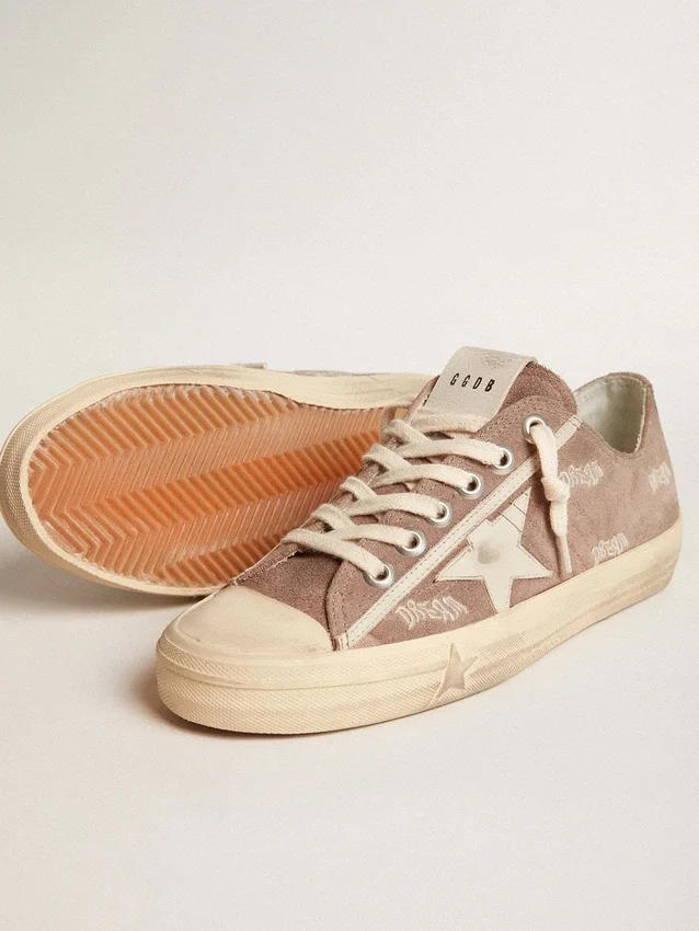 Zapatillas V-Star para mujer en ante gris paloma con estrella de piel gris claro