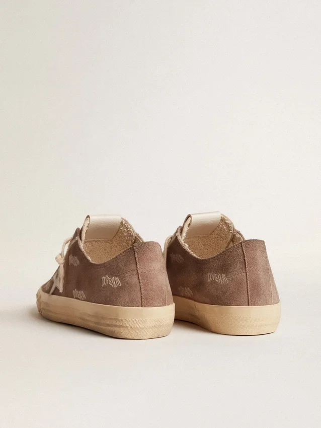Zapatillas V-Star para mujer en ante gris paloma con estrella de piel gris claro