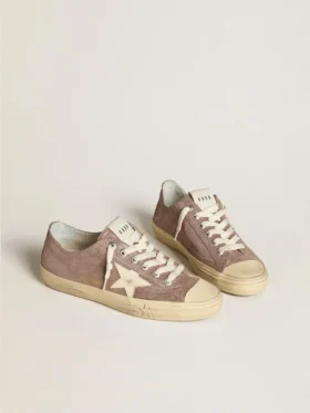 Zapatillas V-Star para mujer en ante metalizado marrón claro con estrella de piel color crema