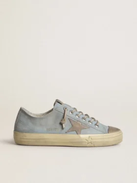 Zapatillas V-Star para mujer en lona azul claro con estrella de piel gris paloma
