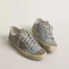 Zapatillas V-Star para mujer en lona azul claro con estrella de piel gris paloma