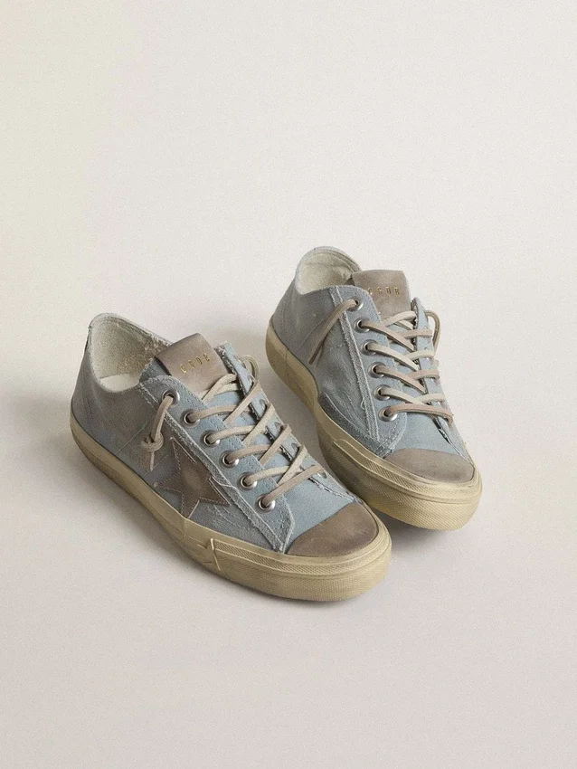 Zapatillas V-Star para mujer en lona azul claro con estrella de piel gris paloma