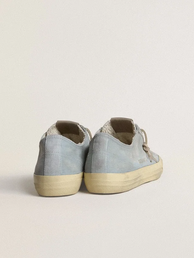 Zapatillas V-Star para mujer en lona azul claro con estrella de piel gris paloma