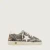 Zapatillas Ball Star para niños en piel de potro con estampado de leopardo en blanco y negro y estrella de piel color crema