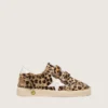 Zapatillas «Young Ball Star» en piel de potro con estampado de leopardo, estrella de cuero blanco y lengüeta en el talón