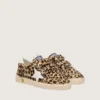 Zapatillas «Young Ball Star» en piel de potro con estampado de leopardo, estrella de cuero blanco y lengüeta en el talón