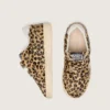 Zapatillas «Young Ball Star» en piel de potro con estampado de leopardo, estrella de cuero blanco y lengüeta en el talón